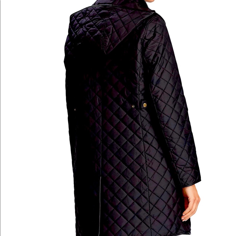 Ralph Lauren Faux Suade trim quilted coat